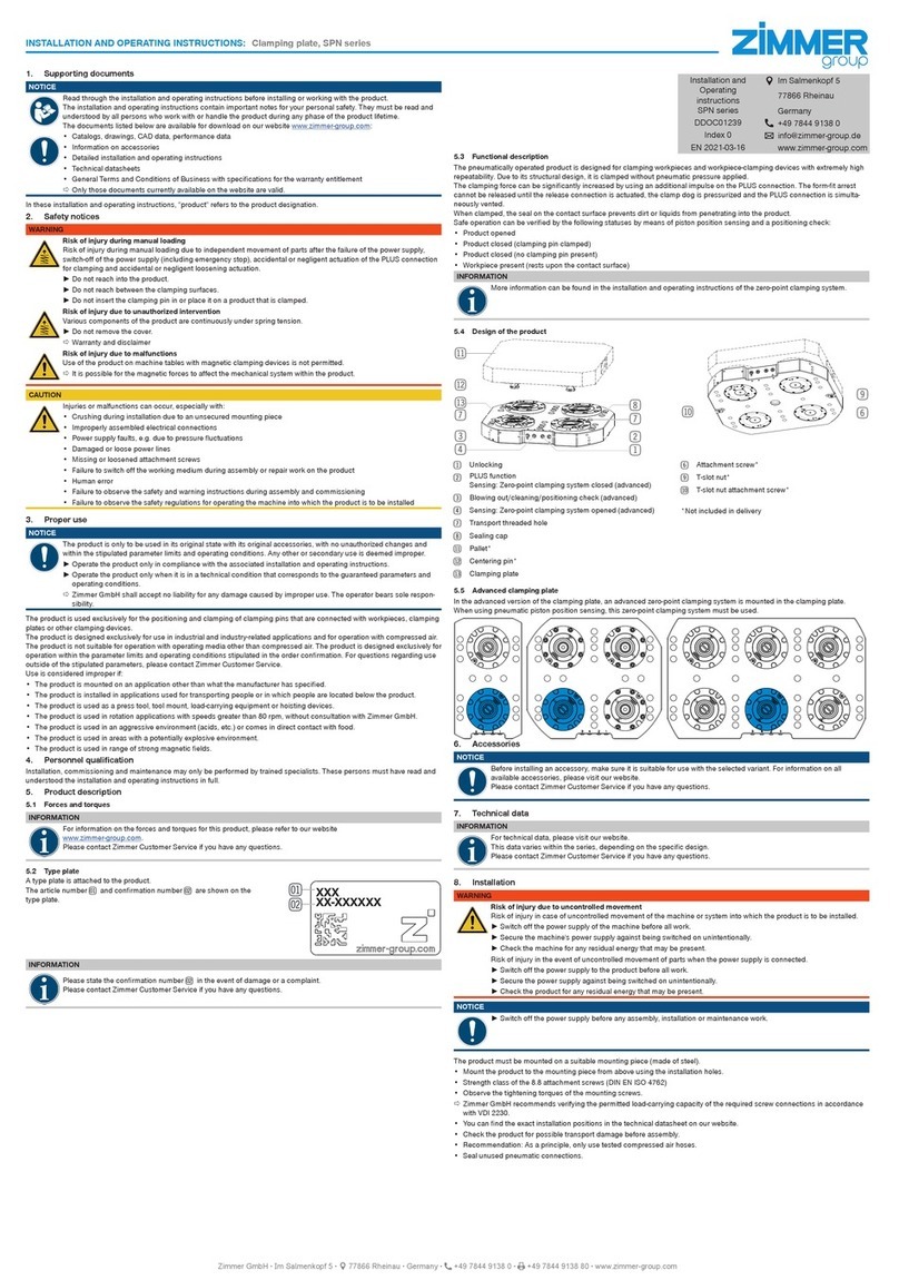 Zimmer SPN Series Installation and operating instructions
