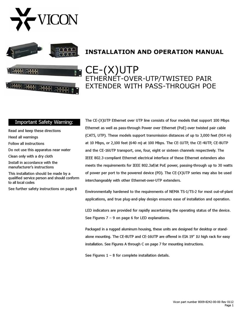 Vicon CE UTP Series Installation and operation manual