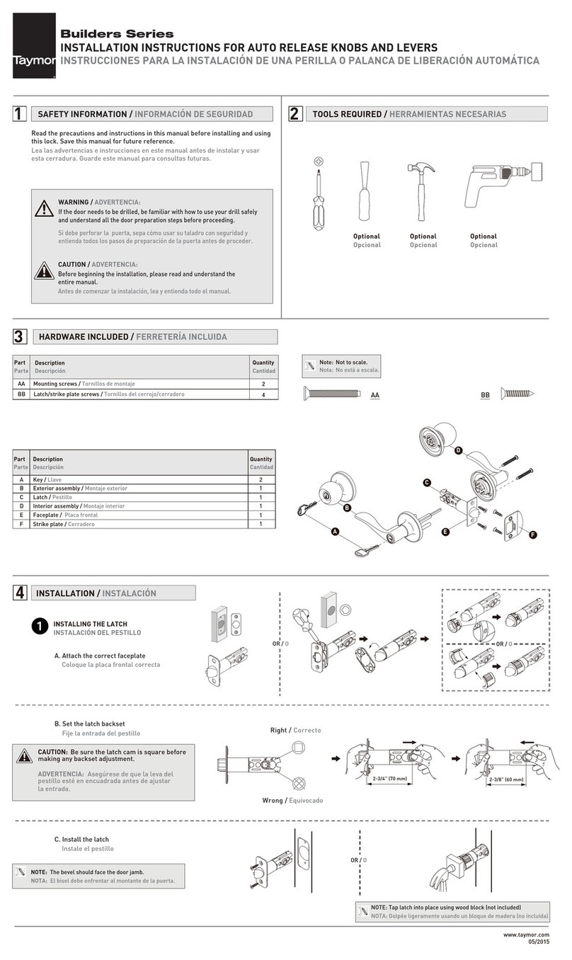 Taymor Builders Series installation instructions