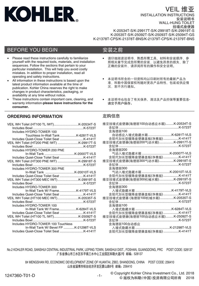 Kohler VEIL K-20534T-S User manual Kohler VEIL K-20534T-S User manual