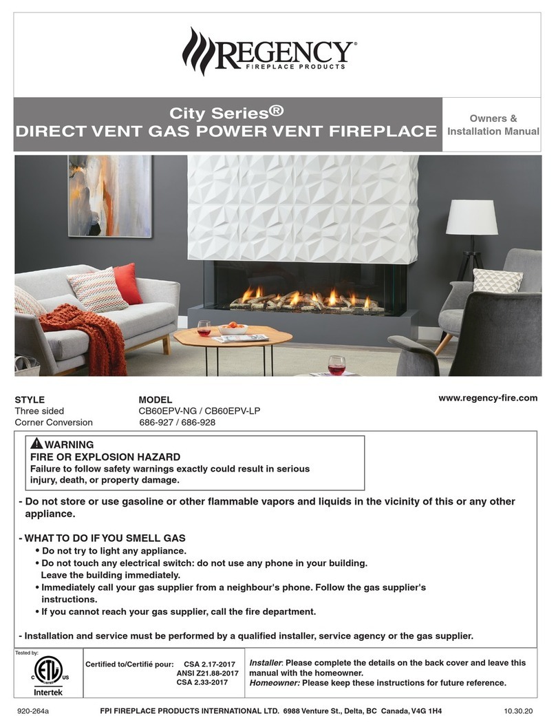 Regency Fireplace Products City CB60EPV-NG Quick start guide Regency Fireplace Products City CB60EPV-NG Quick start guide