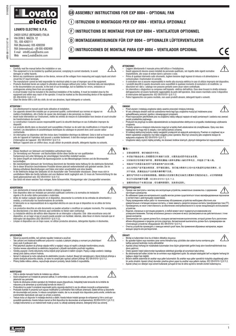 LOVATO ELECTRIC EXP 8004 Assembly instructions