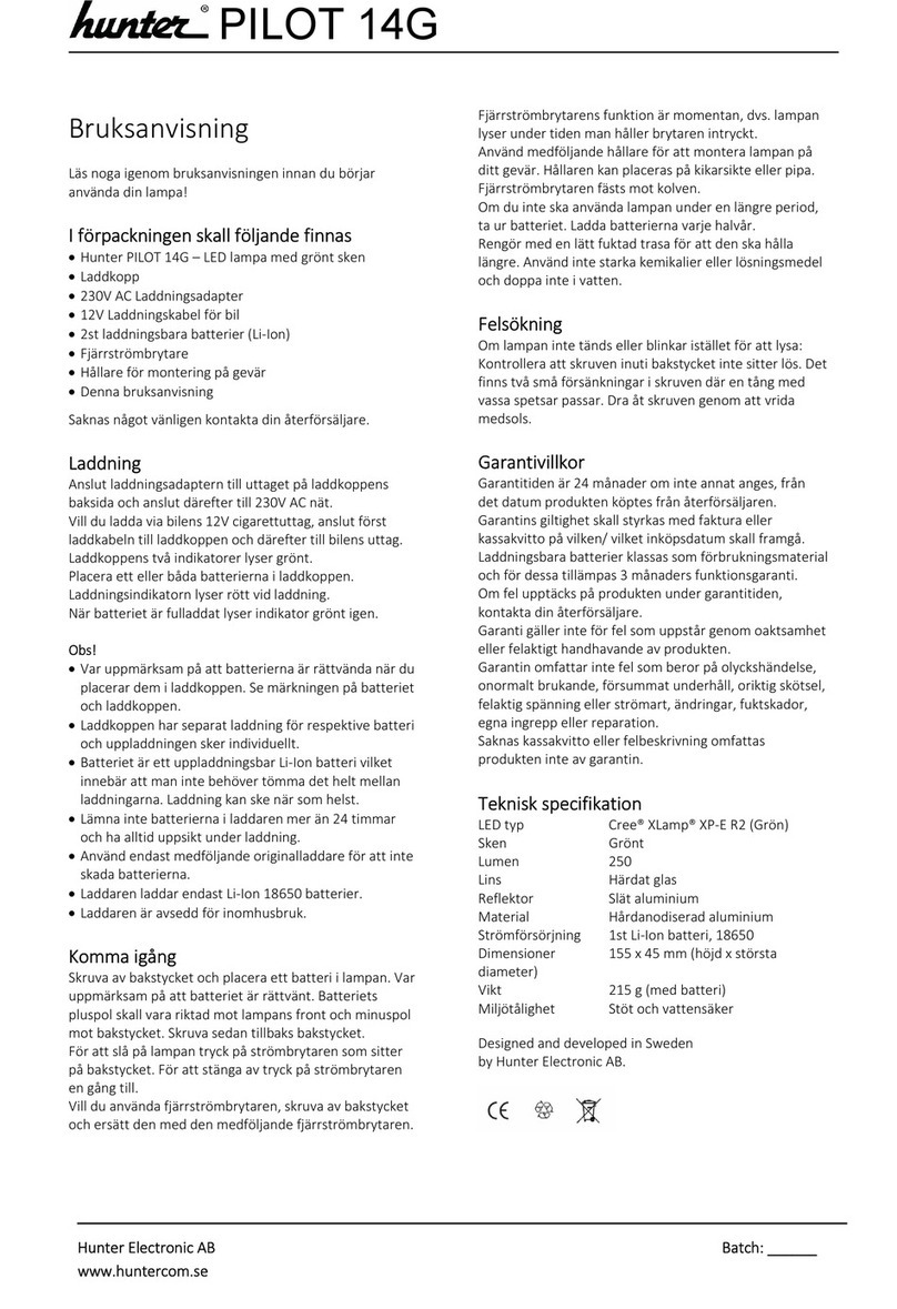 Hunter PILOT 14G User manual