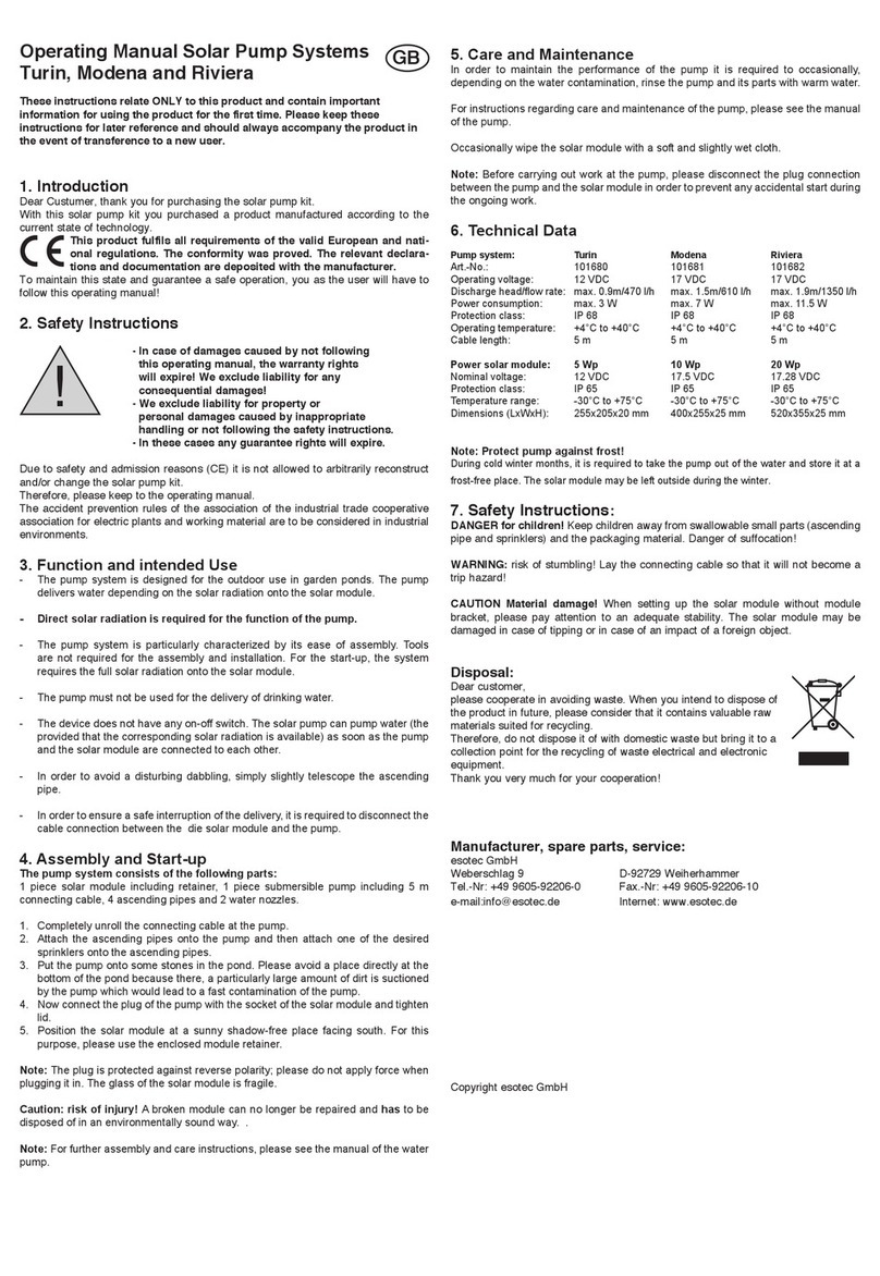 esotec Turin operating manual