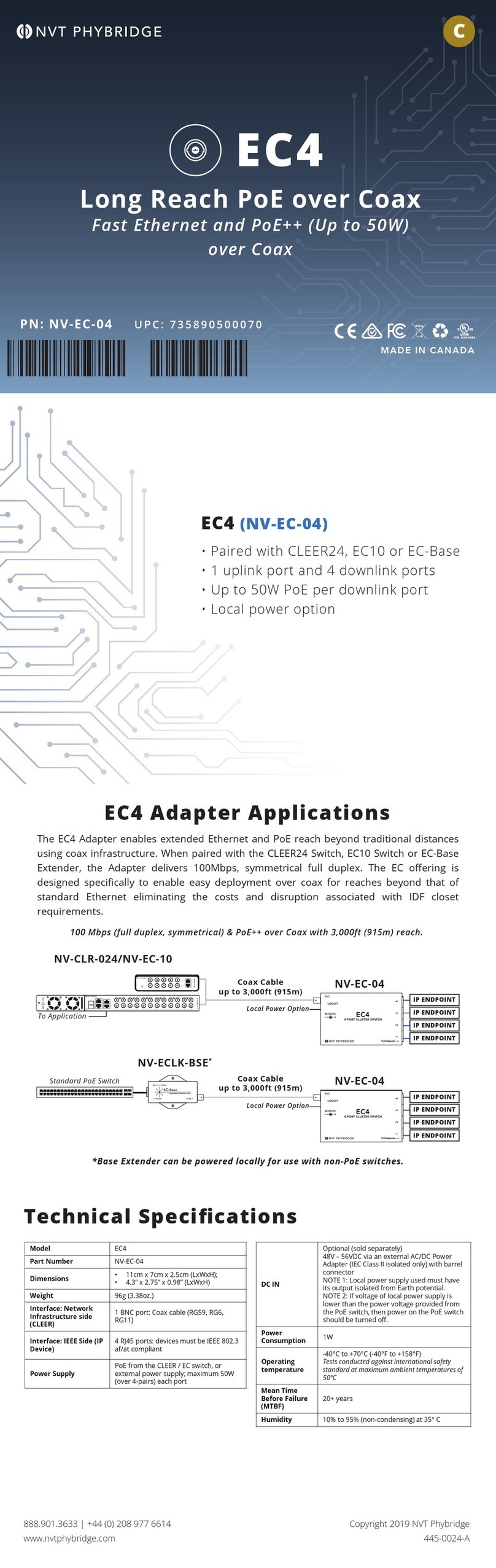 NVT Phybridge EC4 User manual