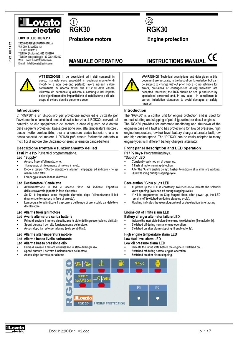 LOVATO ELECTRIC RGK30 instruction manual