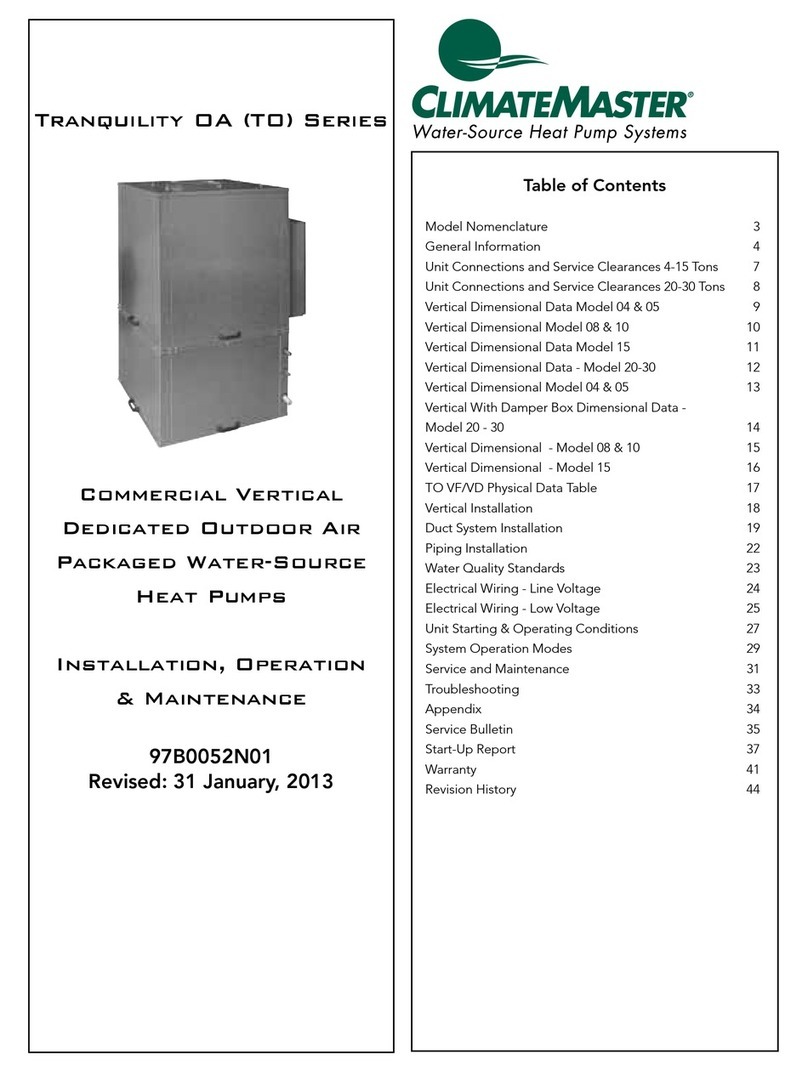 ClimateMaster Tranquility OA Series Installation operation & maintenance