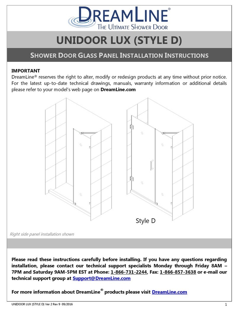 Dreamline Unidoor Lux D SHDR -23297210 Series installation instructions