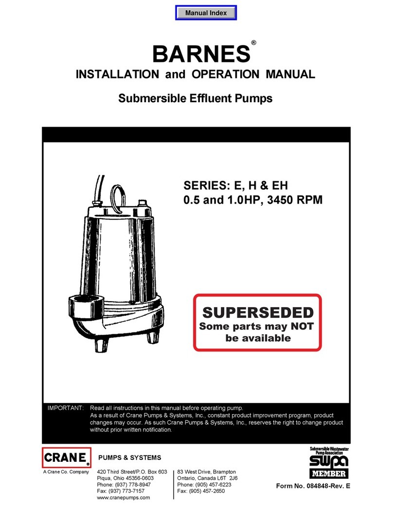 CRANE PUMPS & SYSTEMS BARNES E Series Installation and operation manual