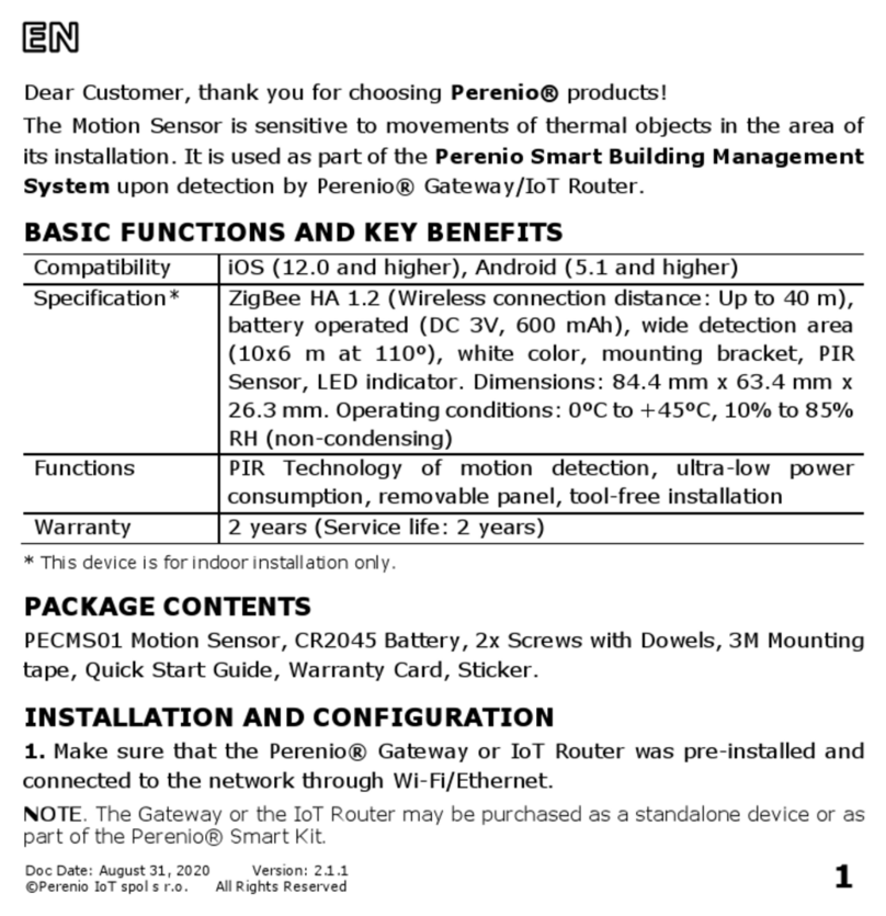 Perenio PECMS01 quick start guide