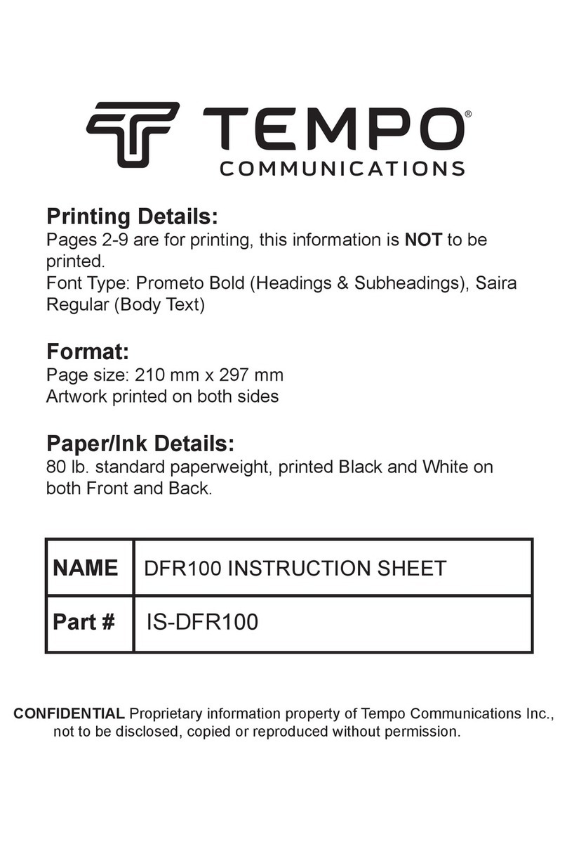 Tempo Communications DFR100 instruction sheet