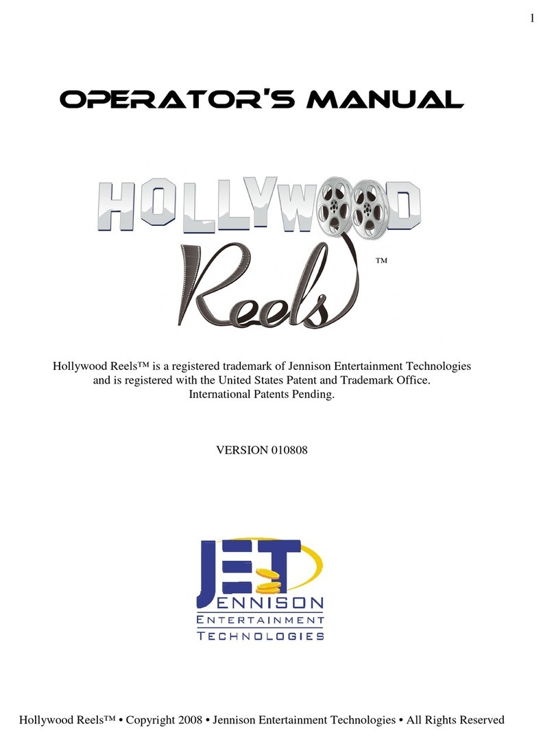 Jennison Entertainment Technologies Hollywood Reels Operator's manual Jennison Entertainment Technologies Hollywood Reels Operator's manual