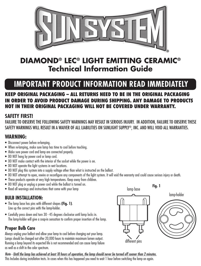 Sunlight Supply SUN SYSTEM DIAMOND LEC 315 Technical information guide