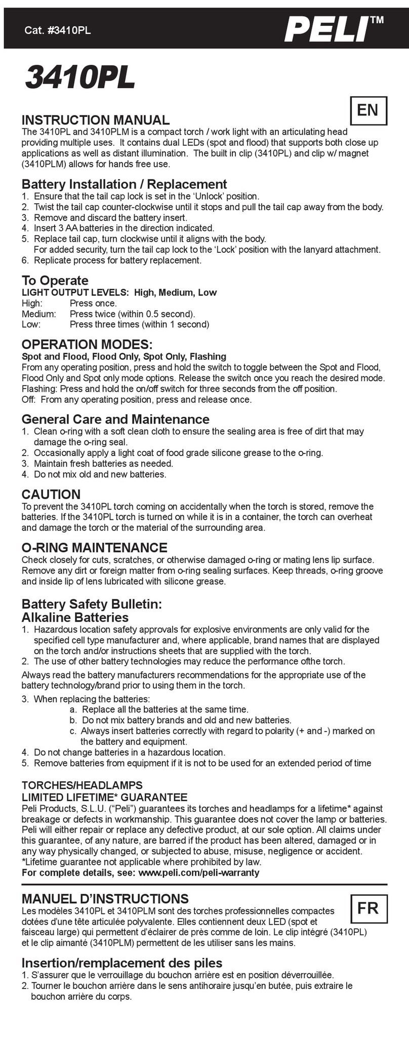 PELI 3410PL User manual PELI 3410PL User manual