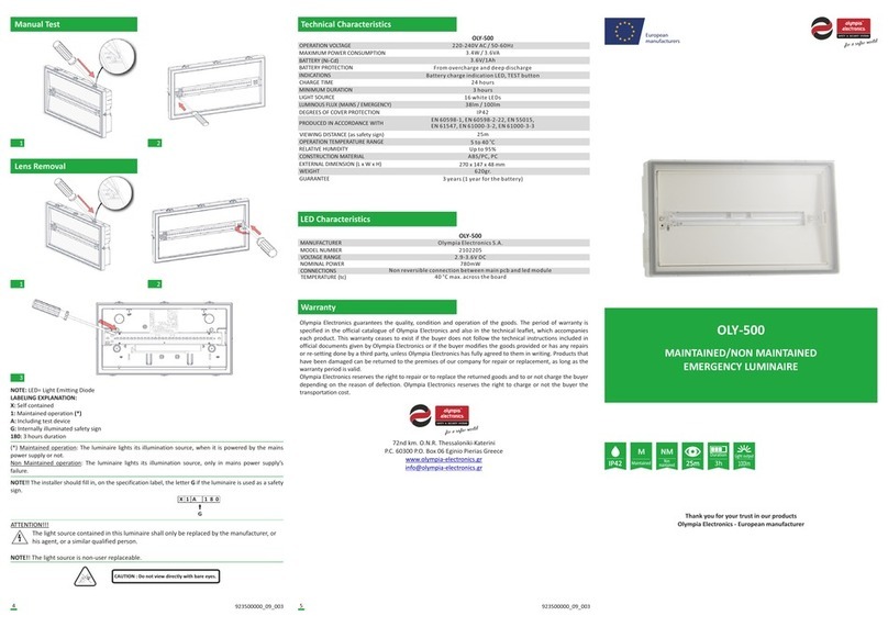 olympia electronics OLY-500 quick start guide
