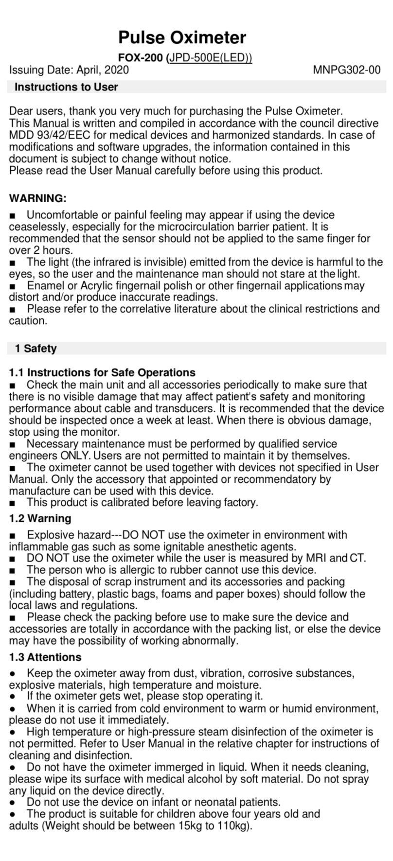 I-Tech FOX-200 Instruction Manual