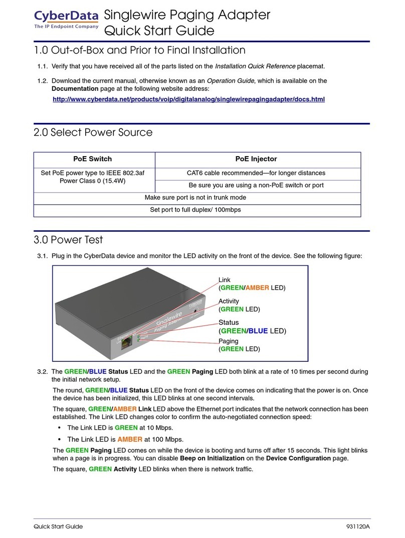 CyberData 11280 User manual