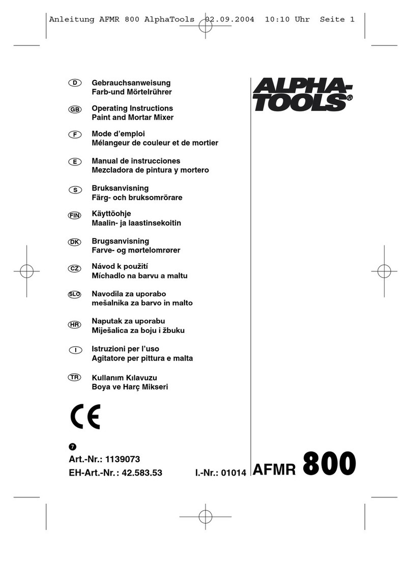 Alpha tools AFMR 800 operating instructions