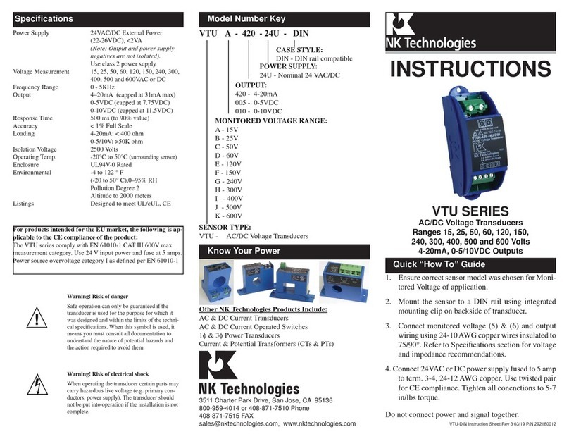 NK TECHNOLOGIES VTU Series instructions
