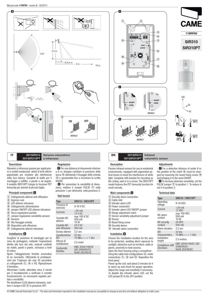 CAME SIR310 manual