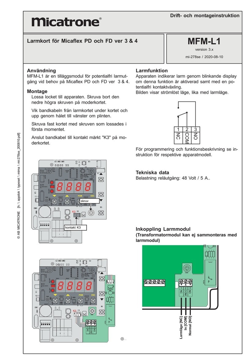Micatrone MFM-L1 OPERATING AND INSTALLATION Manual