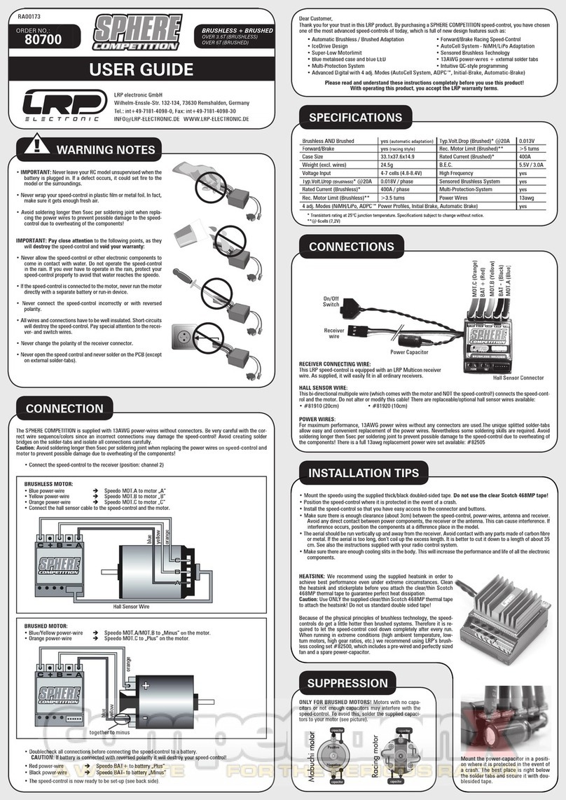 LRP electronic SPHERE COMPETITION BRUSHLESS + BRUSHED User manual