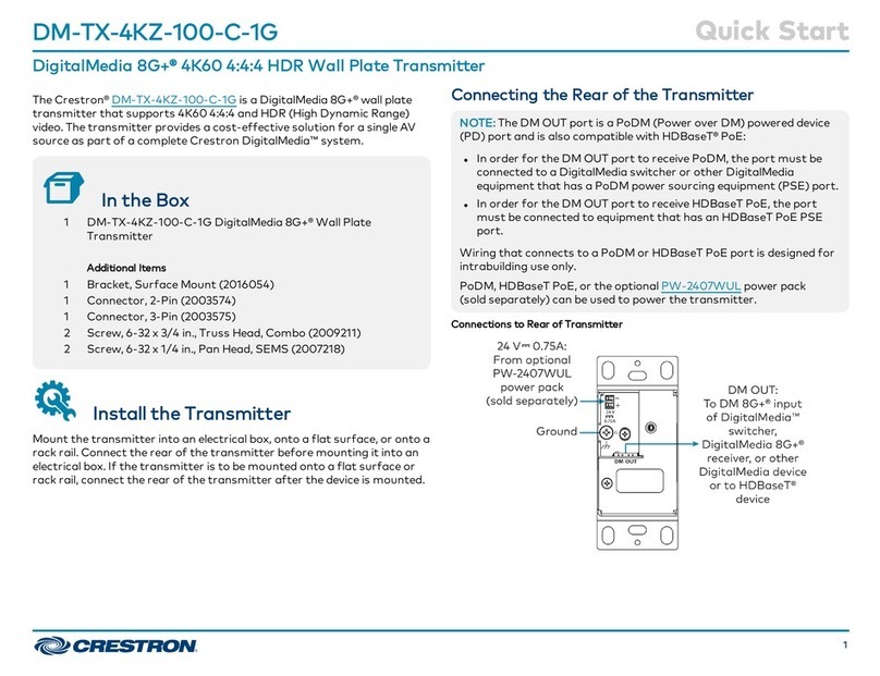 Crestron DigitalMedia 8G+ DM-TX-4KZ-100-C-1G User manual