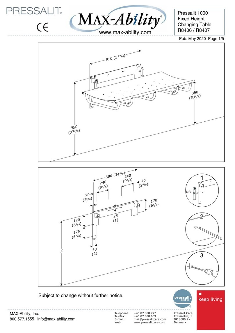 Max-Ability Pressalit 1000 R8406 Operation and maintenance manual Max-Ability Pressalit 1000 R8406 Operation and maintenance manual