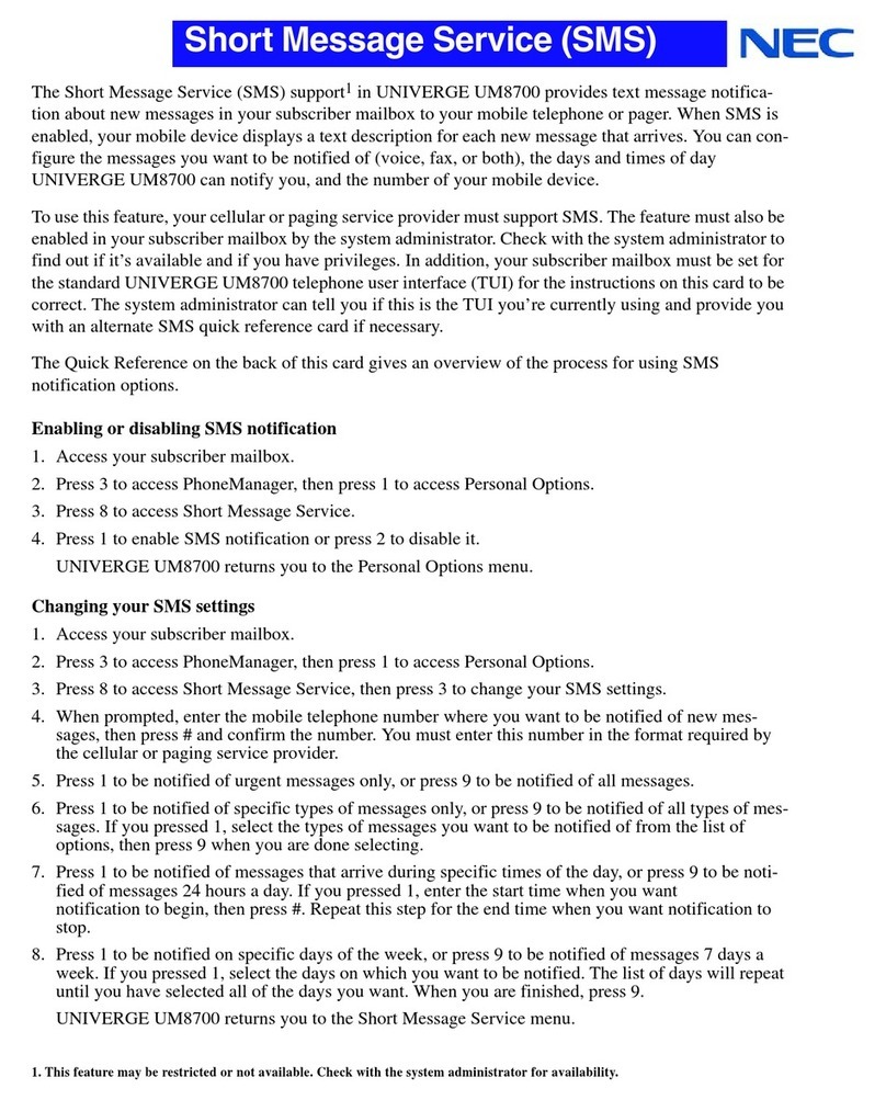 NEC UNIVERGE UM8700 User manual