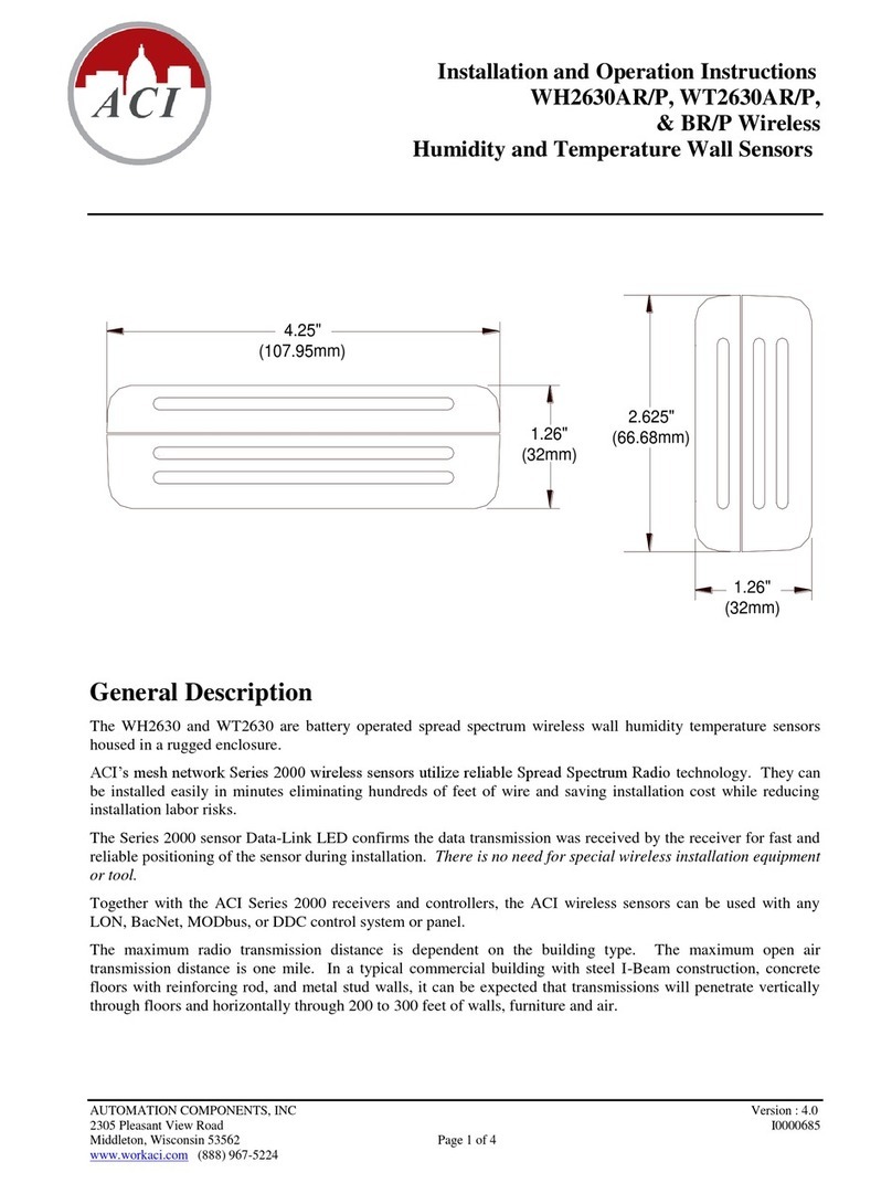 aci WH2630AR/P Installation and operation instructions