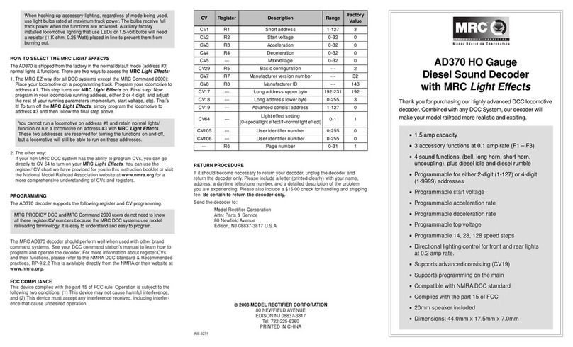 MRC AD370 quick start guide