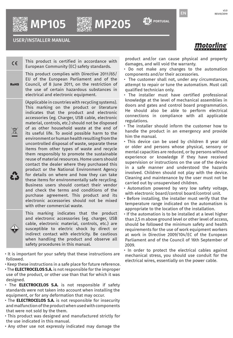 Motorline professional MP105 User& installer's manual