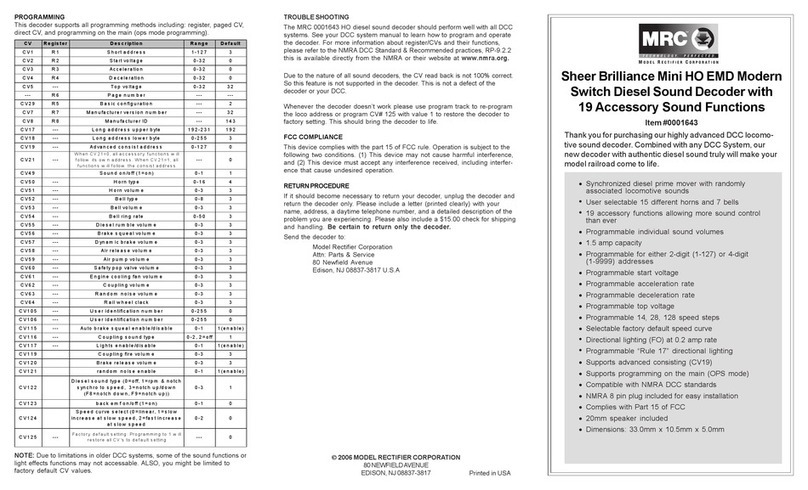 MRC Sheer Brilliance 0001643 User manual