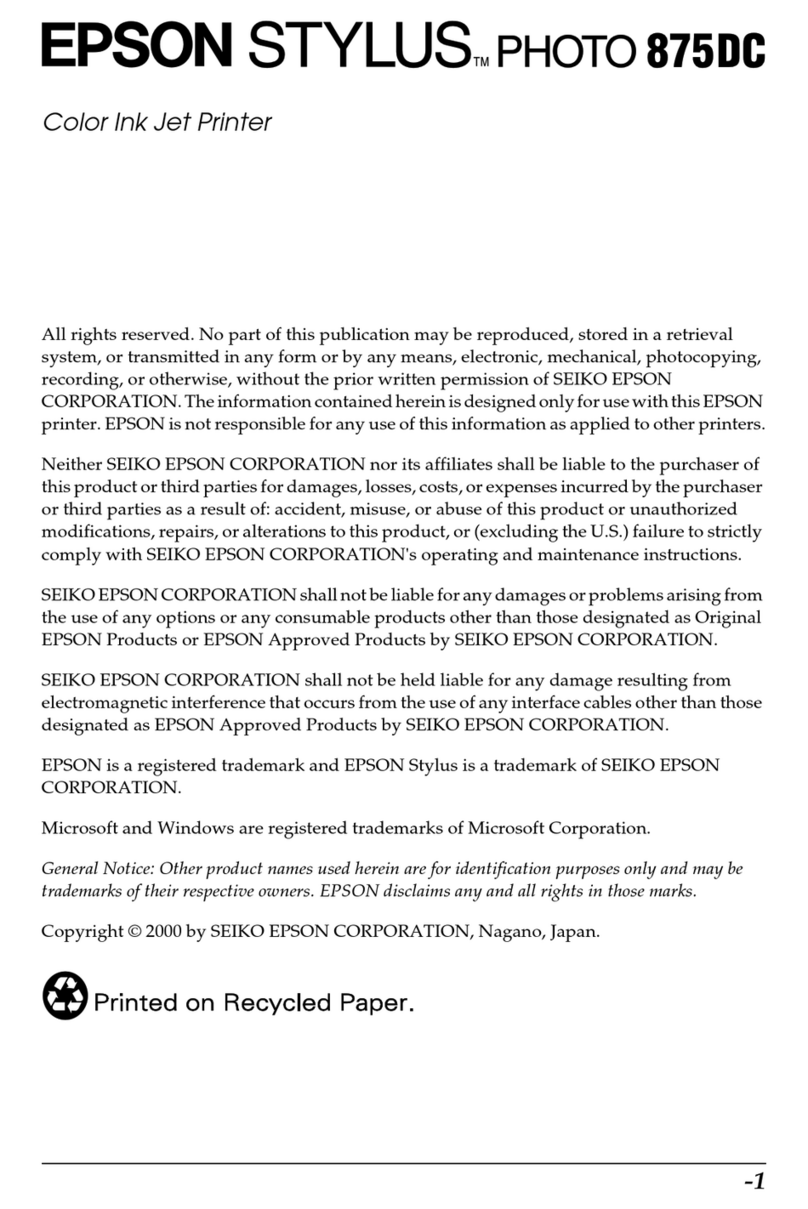 Epson Stylus Photo 875 DC User manual