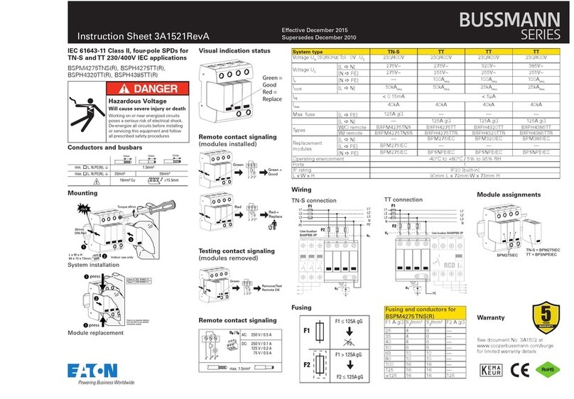 Eaton Bussmann Series instruction sheet