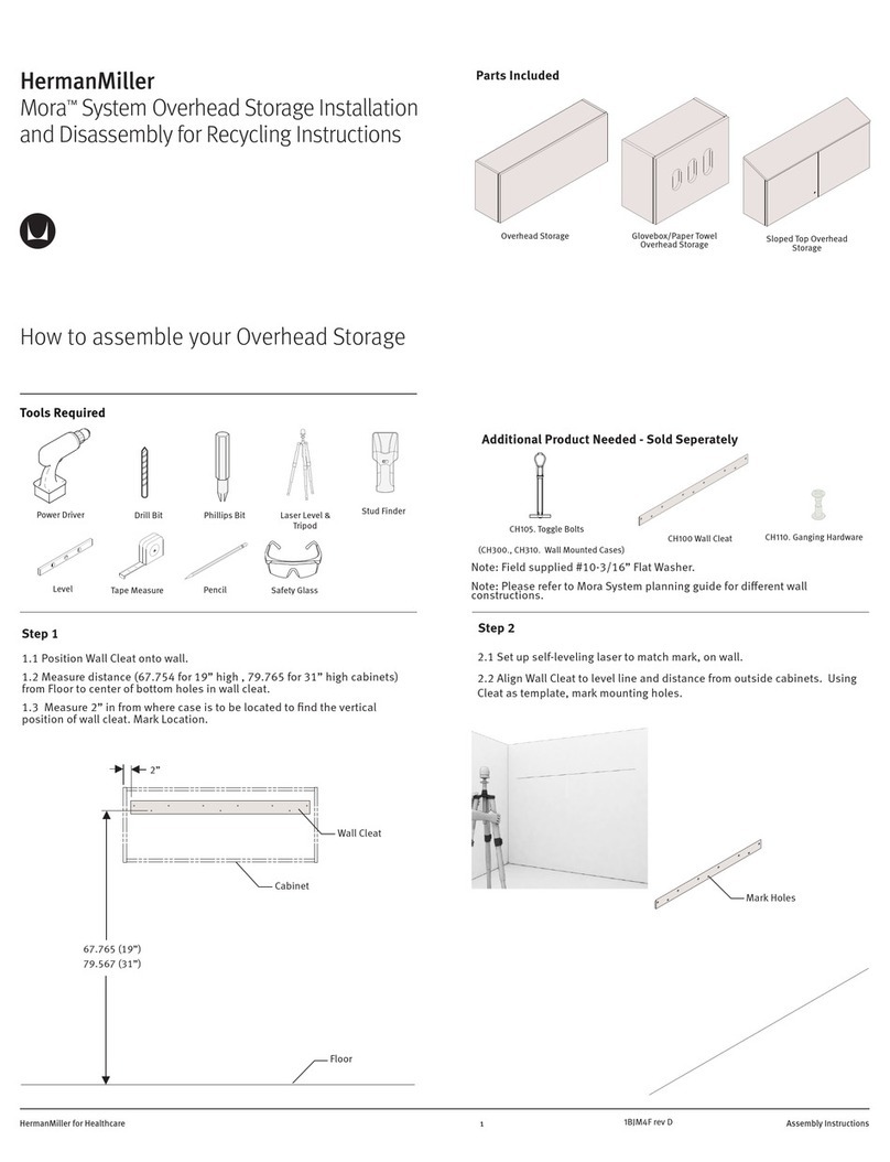 Herman Miller Mora System Overhead Storage Installation instructions Herman Miller Mora System Overhead Storage Installation instructions