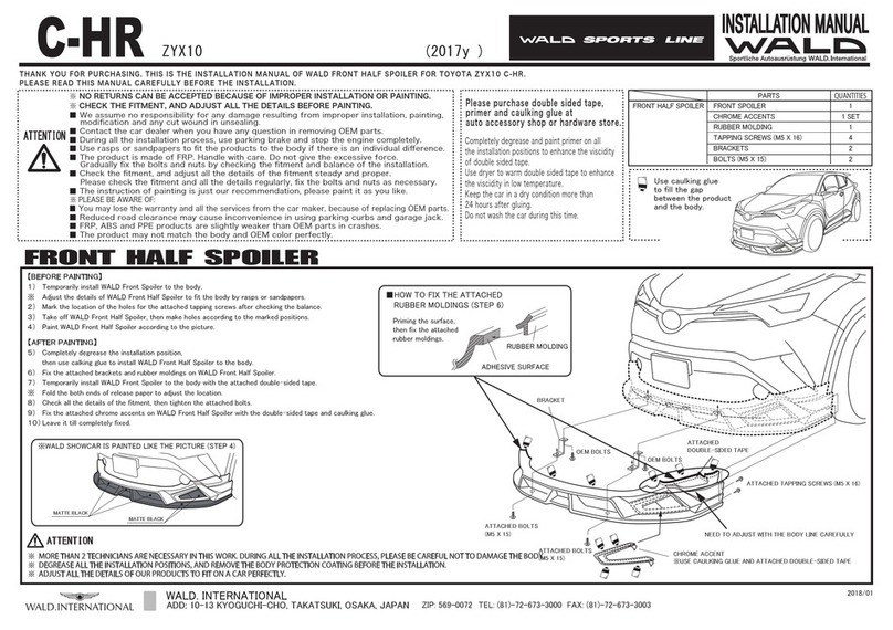 Wald SPORTS LINE C-HR ZYX10 installation manual