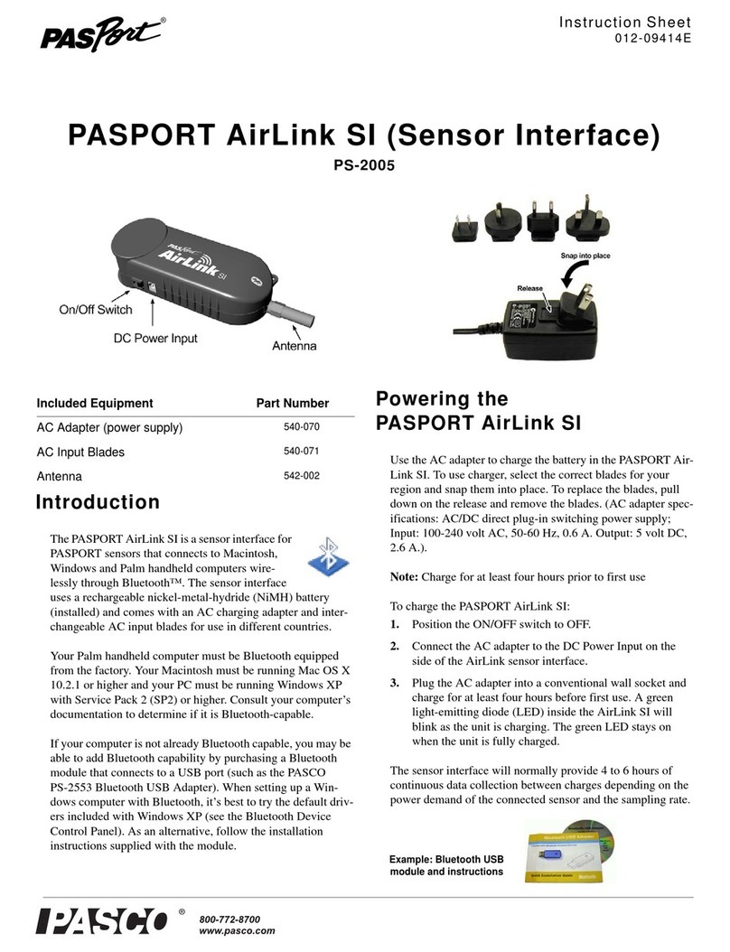 PASCO PASPORT AirLink SI User manual