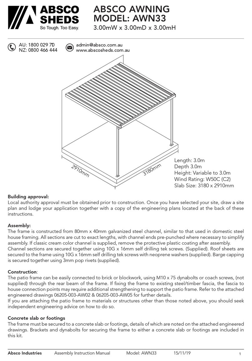 ABSCO SHEDS AWN33 manual