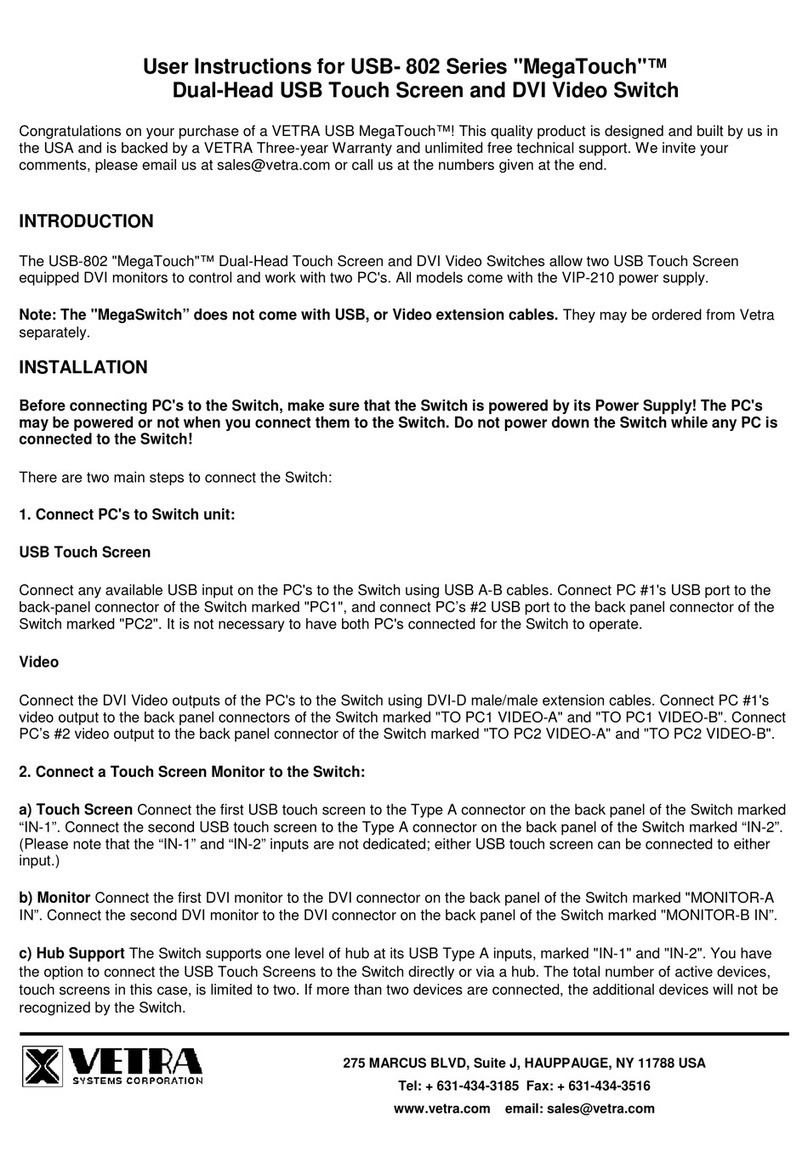 Vetra Systems MegaTouch USB- 802 Series User manual