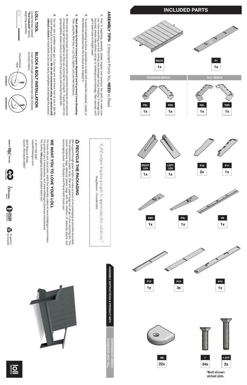 Loll Designs Adirondack Bench Assembly instructions
