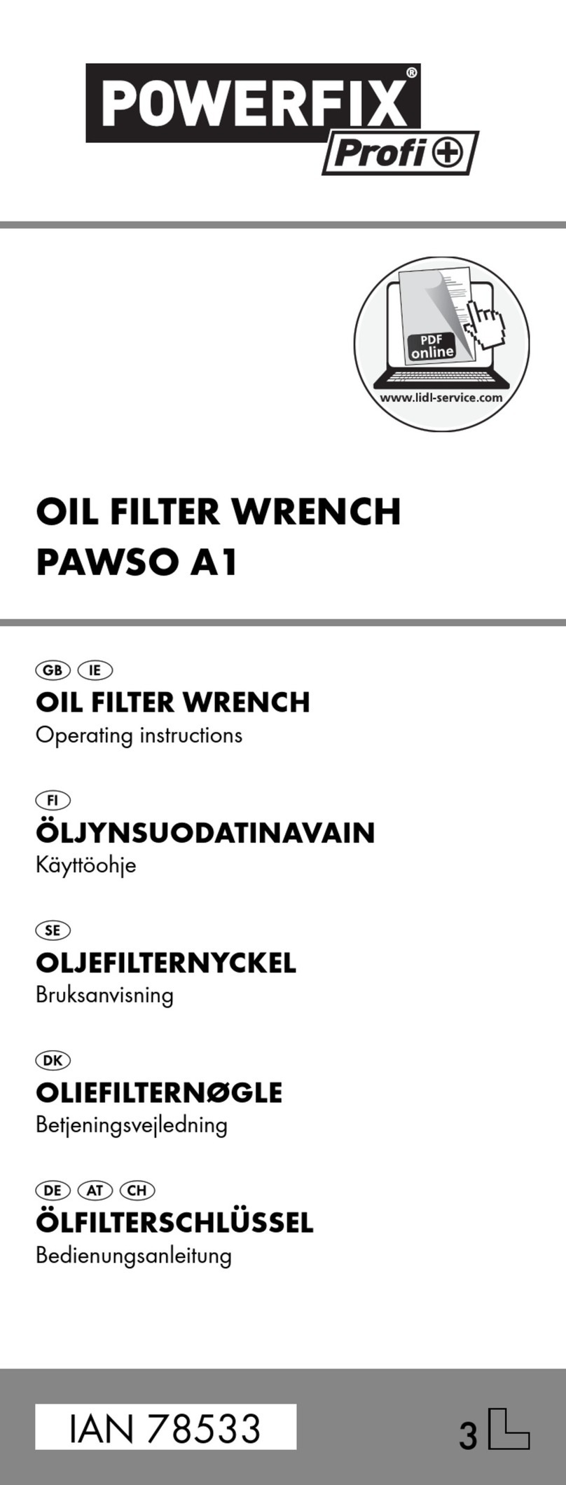 Powerfix Profi PAWSO A1 operating instructions