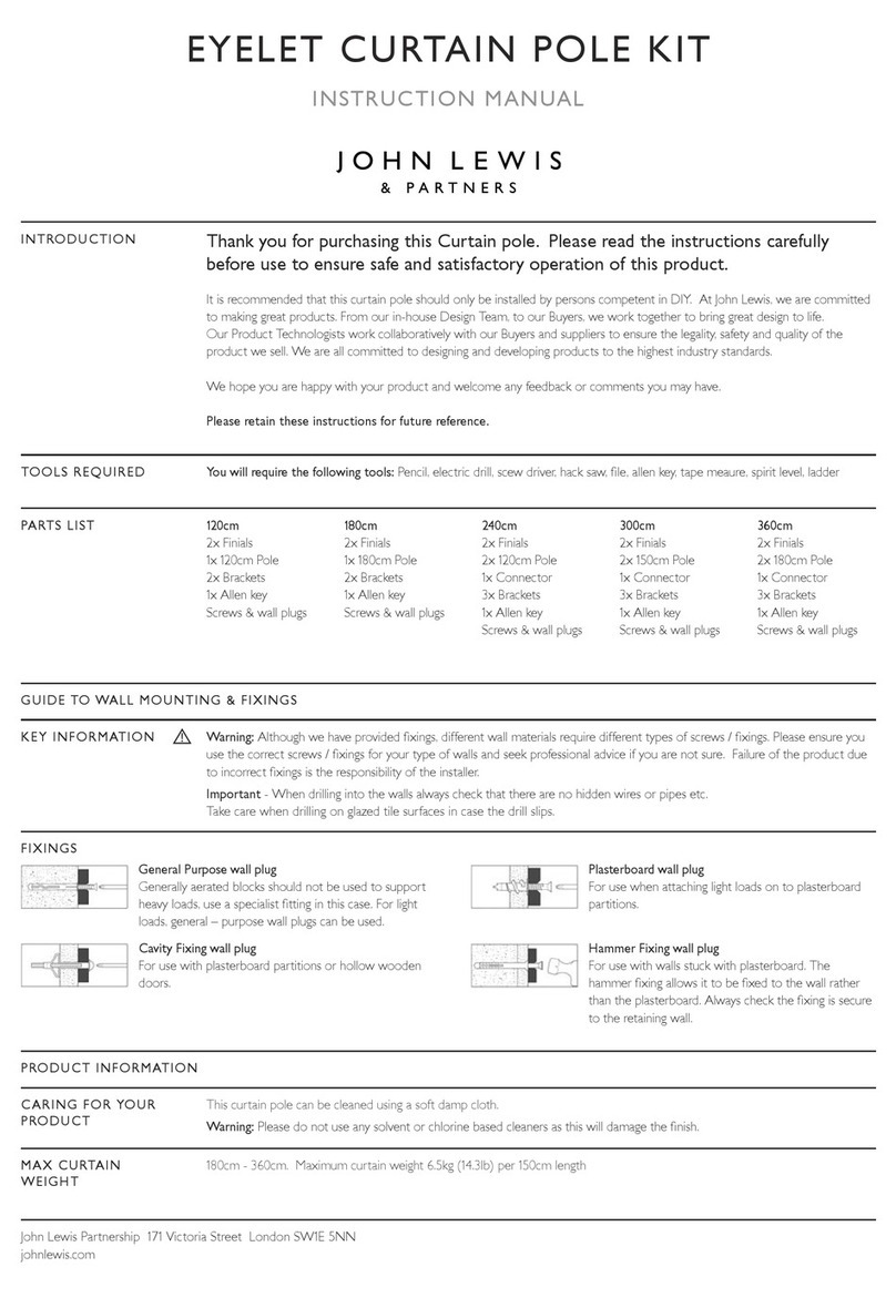 John Lewis EYELET CURTAIN POLE KIT instruction manual