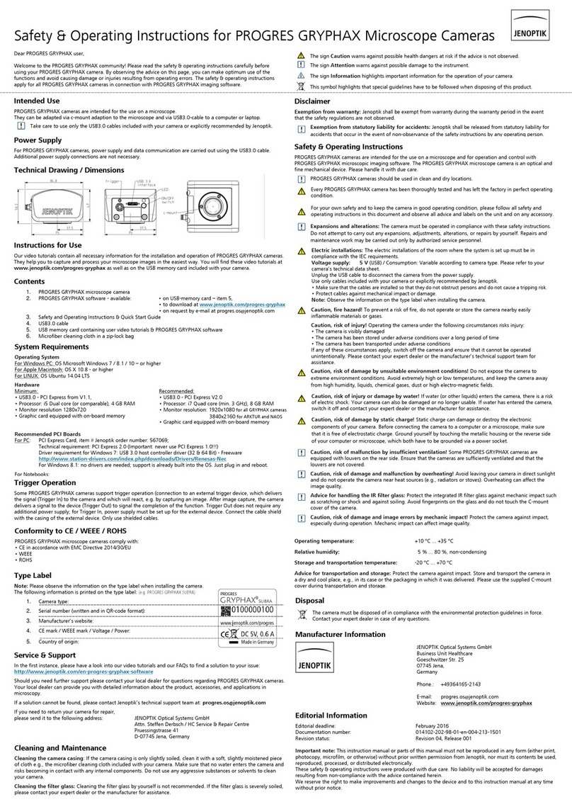 Jenoptik PROGRES GRYPHAX Series Safety & Operating Instructions
