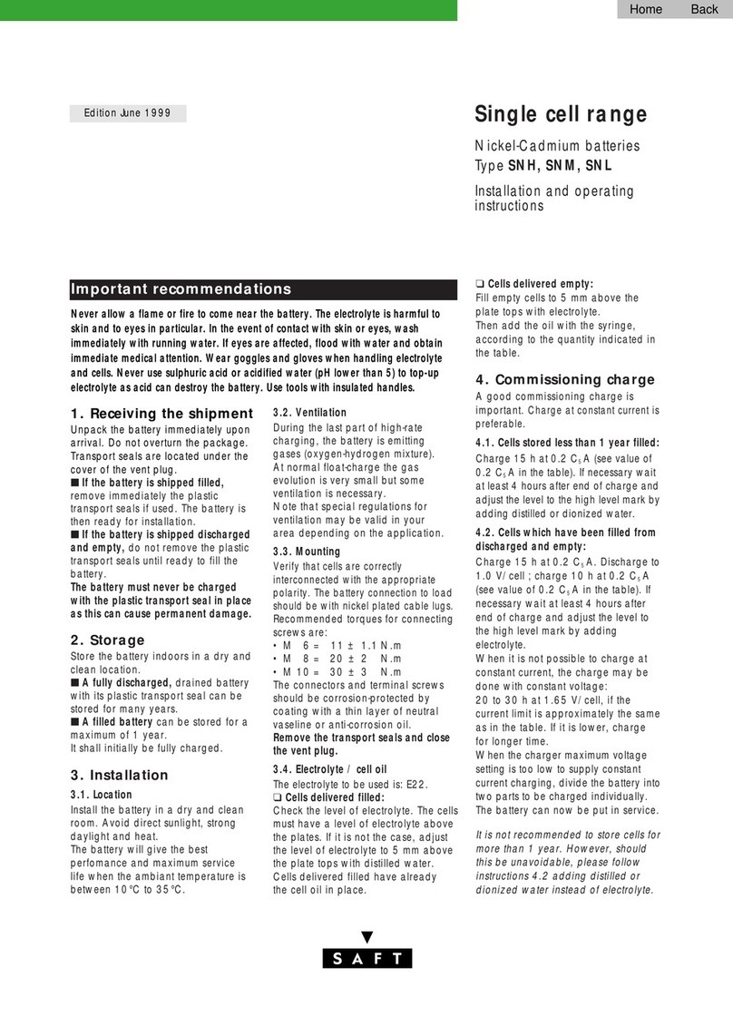 Saft SNH Installation and operating instructions