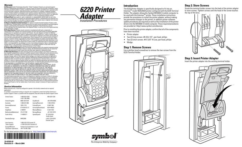 Symbol 6220 Installation procedures