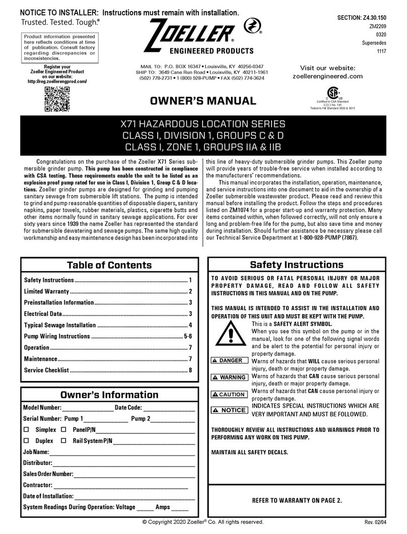 Zoeller X71 Series owner's manual