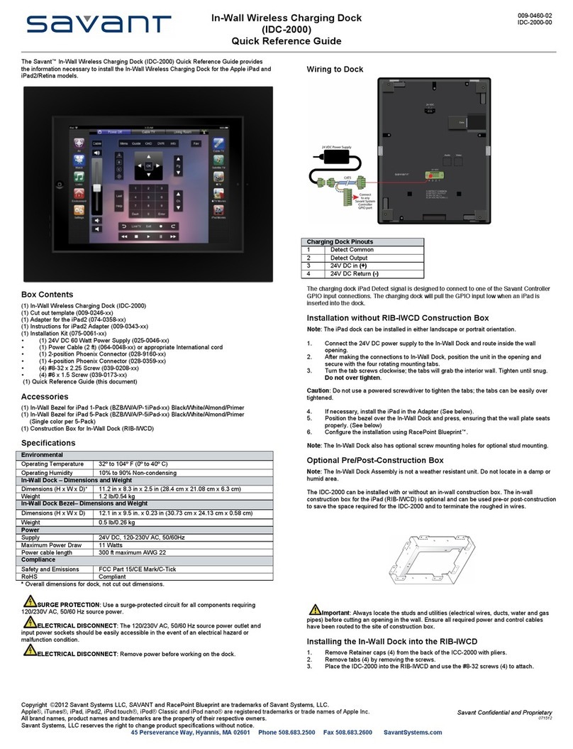 Savant IDC-2000 User manual