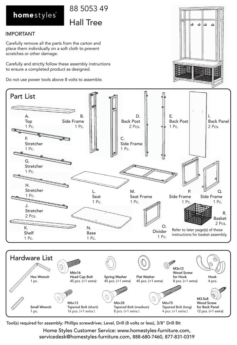 Home Styles Hall Tree 88 5053 49 User manual Home Styles Hall Tree 88 5053 49 User manual