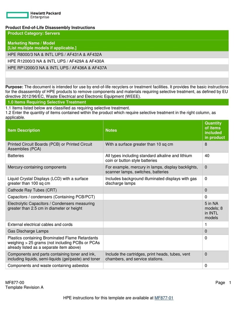 Hewlett Packard Enterprise R8000/3 NA Product End-of-Life Disassembly Instructions